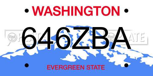 646ZBA Washington License Plate