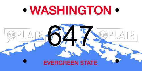 647 Washington License Plate