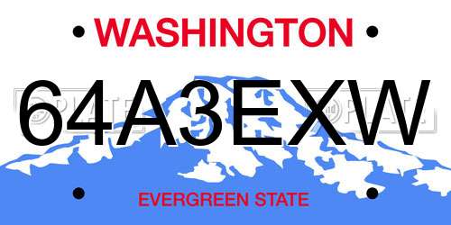 64A3EXW Washington License Plate
