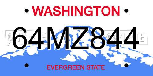 64MZ844 Washington License Plate