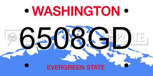 6508GD Washington License Plate