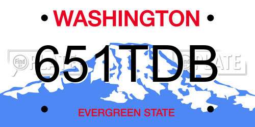 651TDB Washington License Plate
