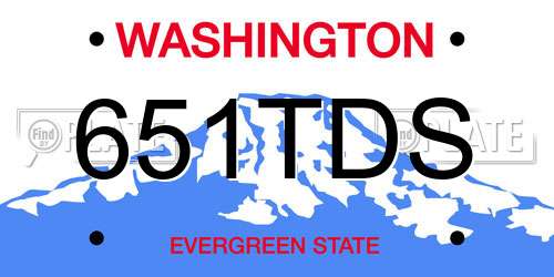 651TDS Washington License Plate