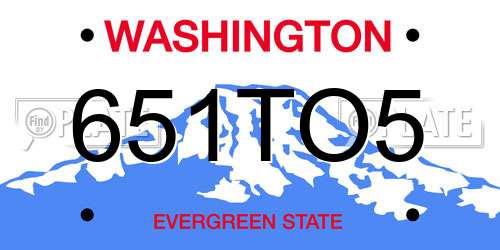 651TO5 Washington License Plate
