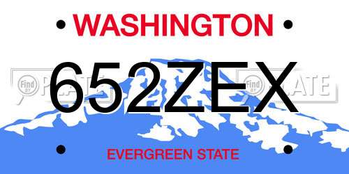 652ZEX Washington License Plate