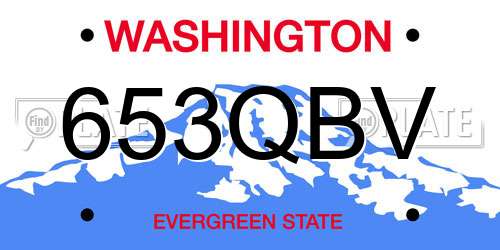 653QBV Washington License Plate