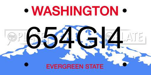 654GI4 Washington License Plate