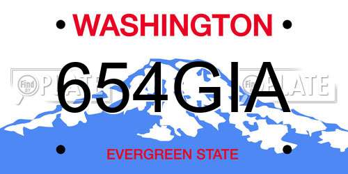 654GIA Washington License Plate