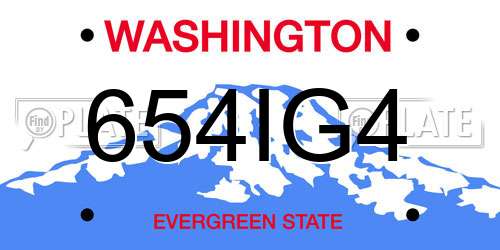 654IG4 Washington License Plate