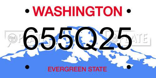 655Q25 Washington License Plate