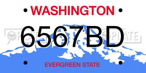 6567BD Washington License Plate