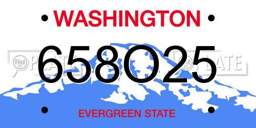 658O25 Washington License Plate