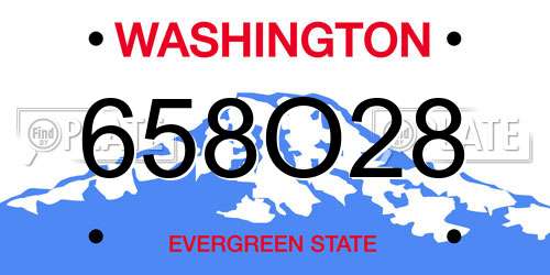 658O28 Washington License Plate