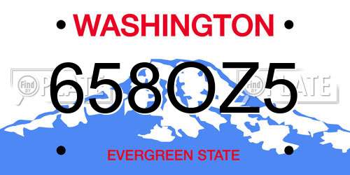 658OZ5 Washington License Plate