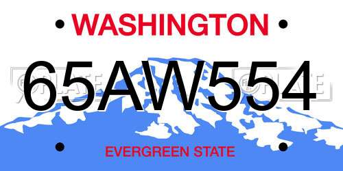 65AW554 Washington License Plate