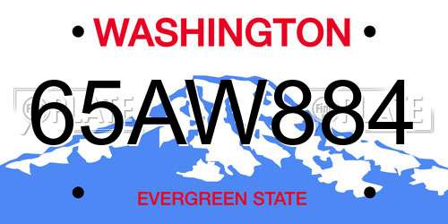 65AW884 Washington License Plate