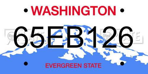 65EB126 Washington License Plate