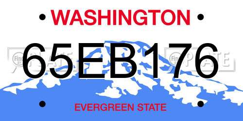 65EB176 Washington License Plate