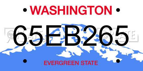 65EB265 Washington License Plate