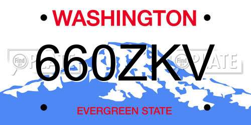 660ZKV Washington License Plate