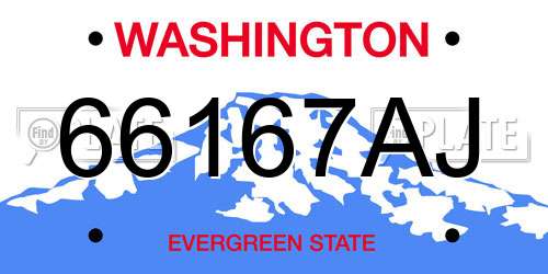 66167AJ Washington License Plate