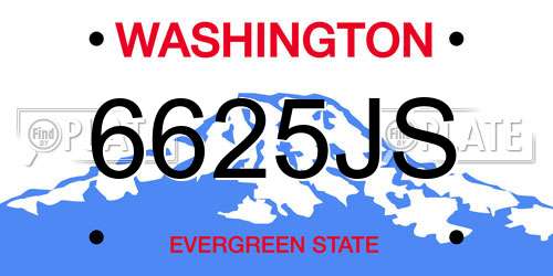 6625JS Washington License Plate