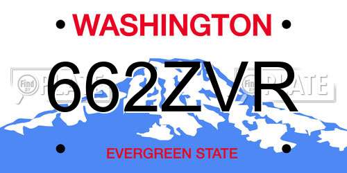 662ZVR Washington License Plate