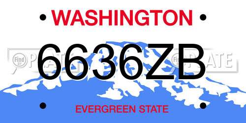 6636ZB Washington License Plate