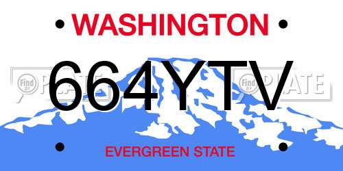 664YTV Washington License Plate