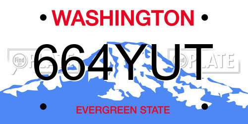 664YUT Washington License Plate