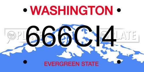 666CI4 Washington License Plate