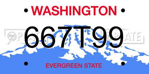 667T99 Washington License Plate