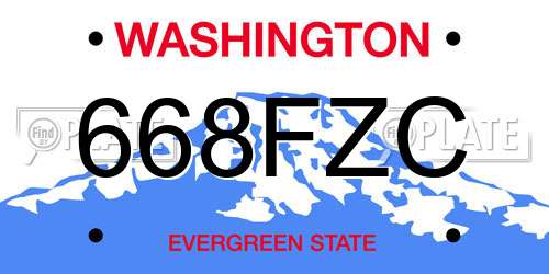 668FZC Washington License Plate