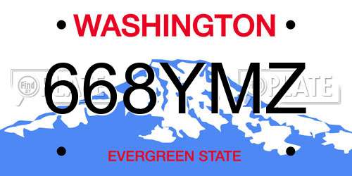 668YMZ Washington License Plate