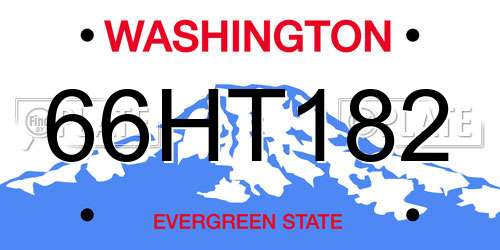 66HT182 Washington License Plate