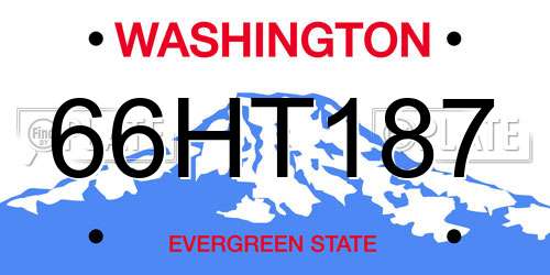 66HT187 Washington License Plate