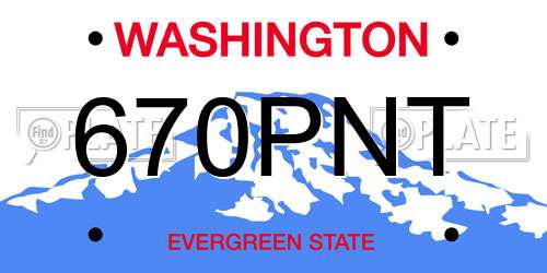 670PNT Washington License Plate