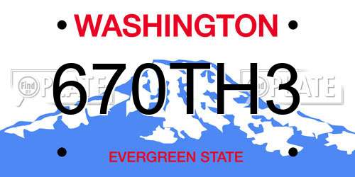 670TH3 Washington License Plate
