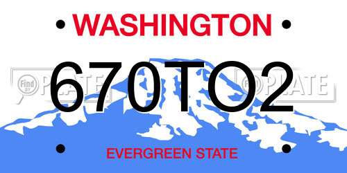 670TO2 Washington License Plate