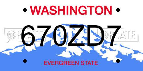 670ZD7 Washington License Plate