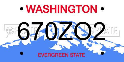 670ZO2 Washington License Plate
