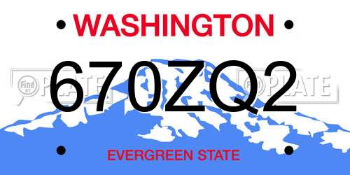 670ZQ2 Washington License Plate