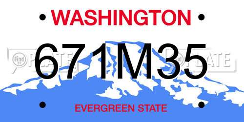 671M35 Washington License Plate