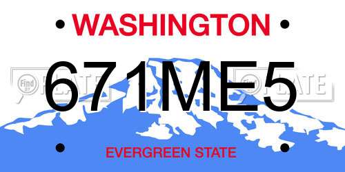671ME5 Washington License Plate