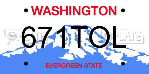 671TOL Washington License Plate