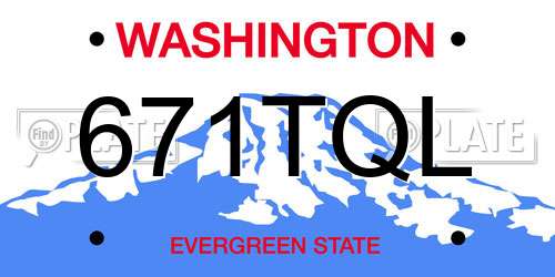 671TQL Washington License Plate