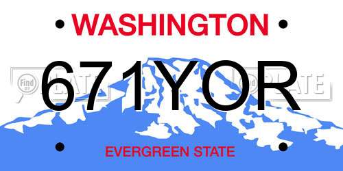 671YOR Washington License Plate