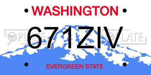 671ZIV Washington License Plate