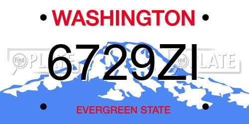 6729ZI Washington License Plate
