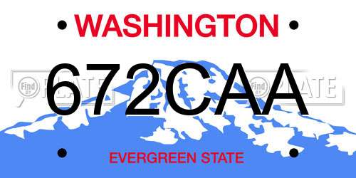 672CAA Washington License Plate